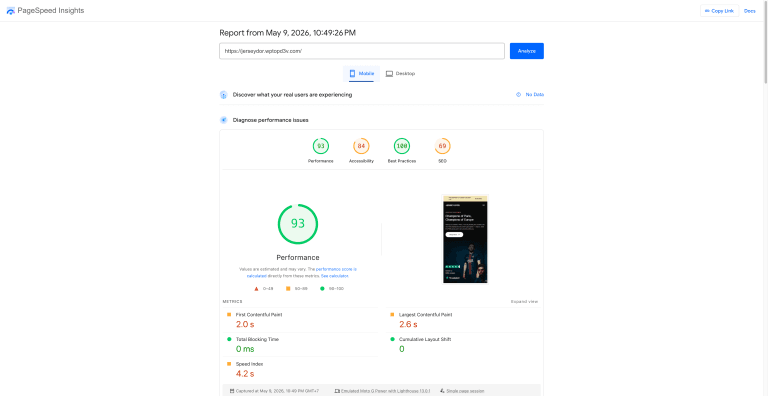 How I Built a WordPress Site Scoring 93 on Mobile PageSpeed with GeneratePress