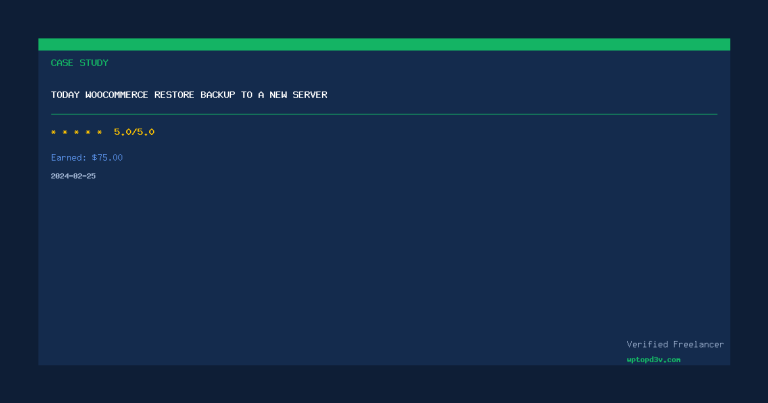 TODAY Woocommerce restore backup to a new server