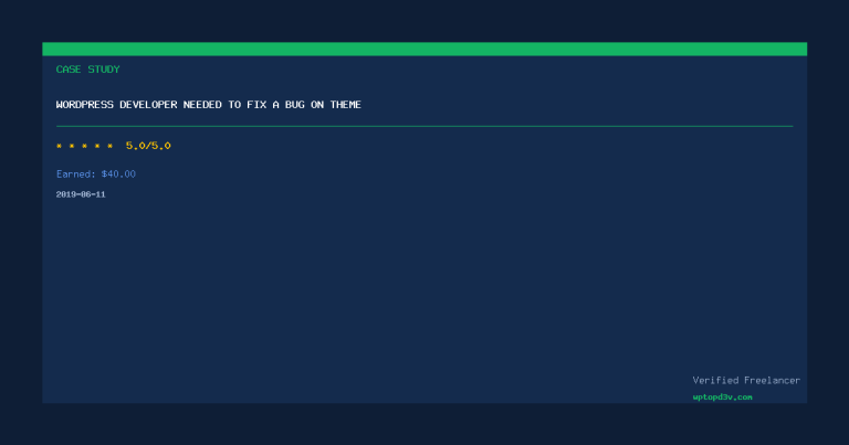 WordPress Developer Needed to Fix a Bug on Theme