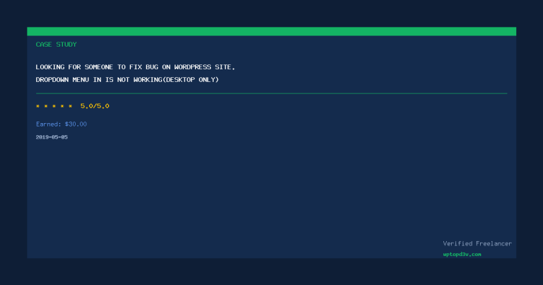 Looking for someone to fix bug on wordpress site. Dropdown menu in is not working(desktop only)