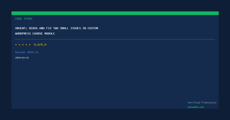 Urgent: Debug and Fix Two Small Issues in Custom WordPress Course Module