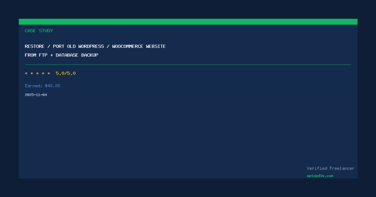 Restore / Port old WordPress / Woocommerce Website from FTP + Database Backup