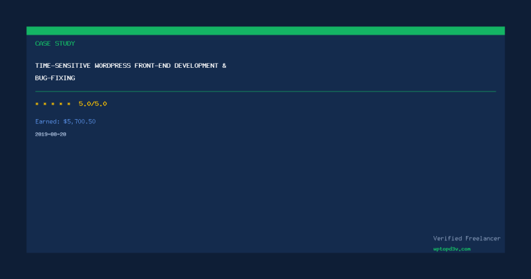 Time-sensitive WordPress front-end development & bug-fixing
